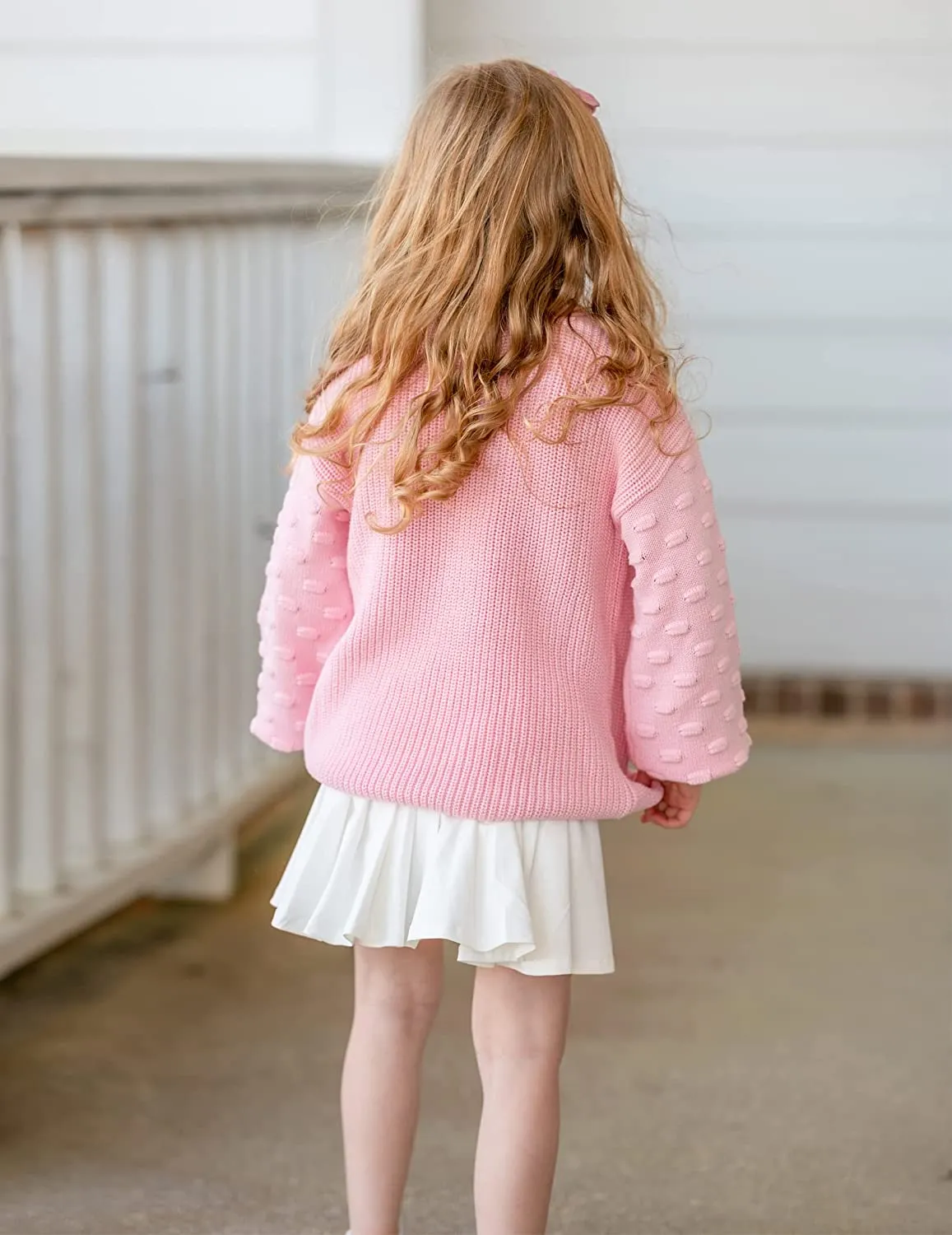 Arshiner Girls Crewneck Sweaters Chunky Lantern Sleeve Knit Jumper