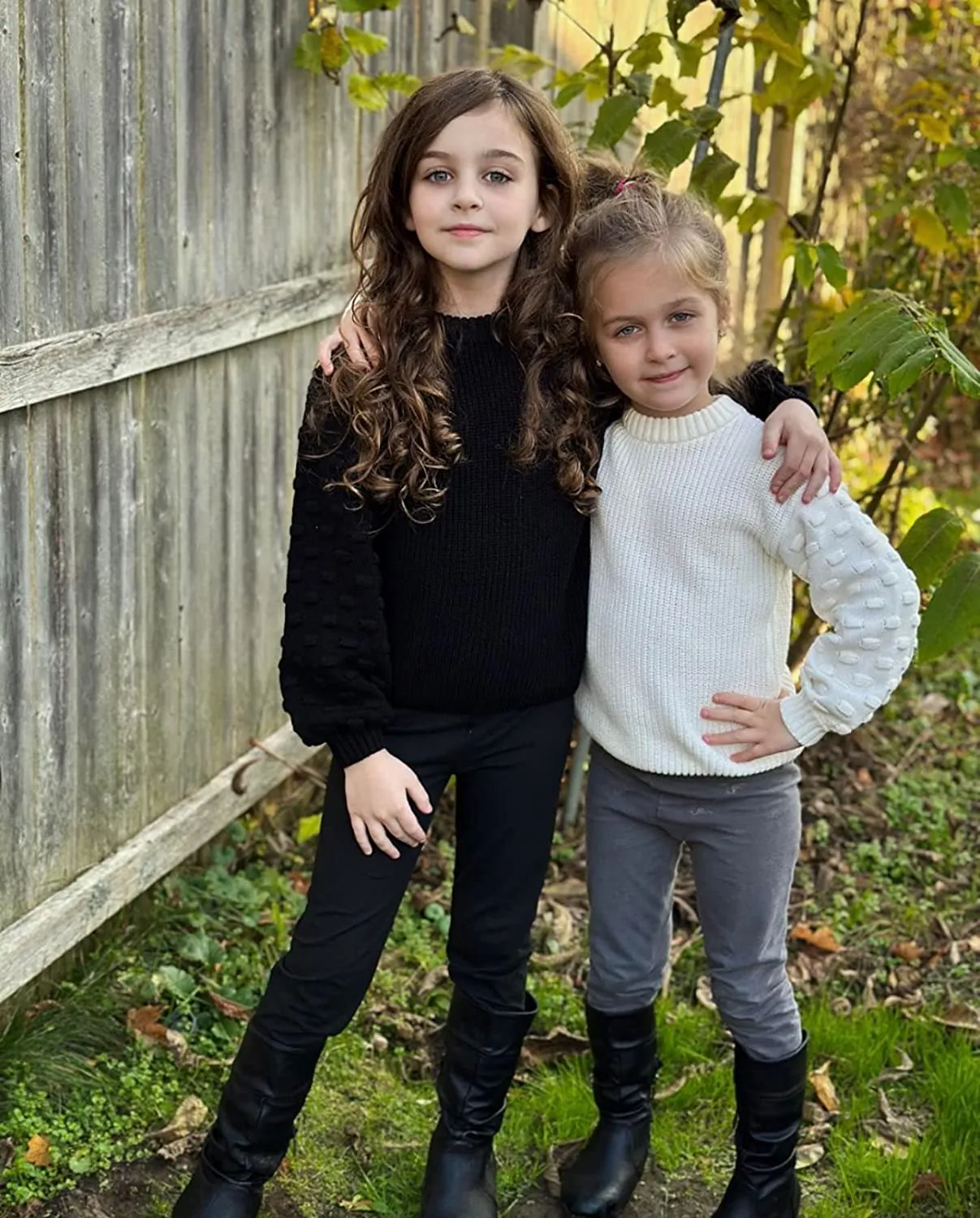 Arshiner Girls Crewneck Sweaters Chunky Lantern Sleeve Knit Jumper