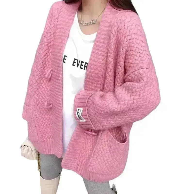 Autumn Winter Button Down Woolen Cashmere sweater Cardigan for women