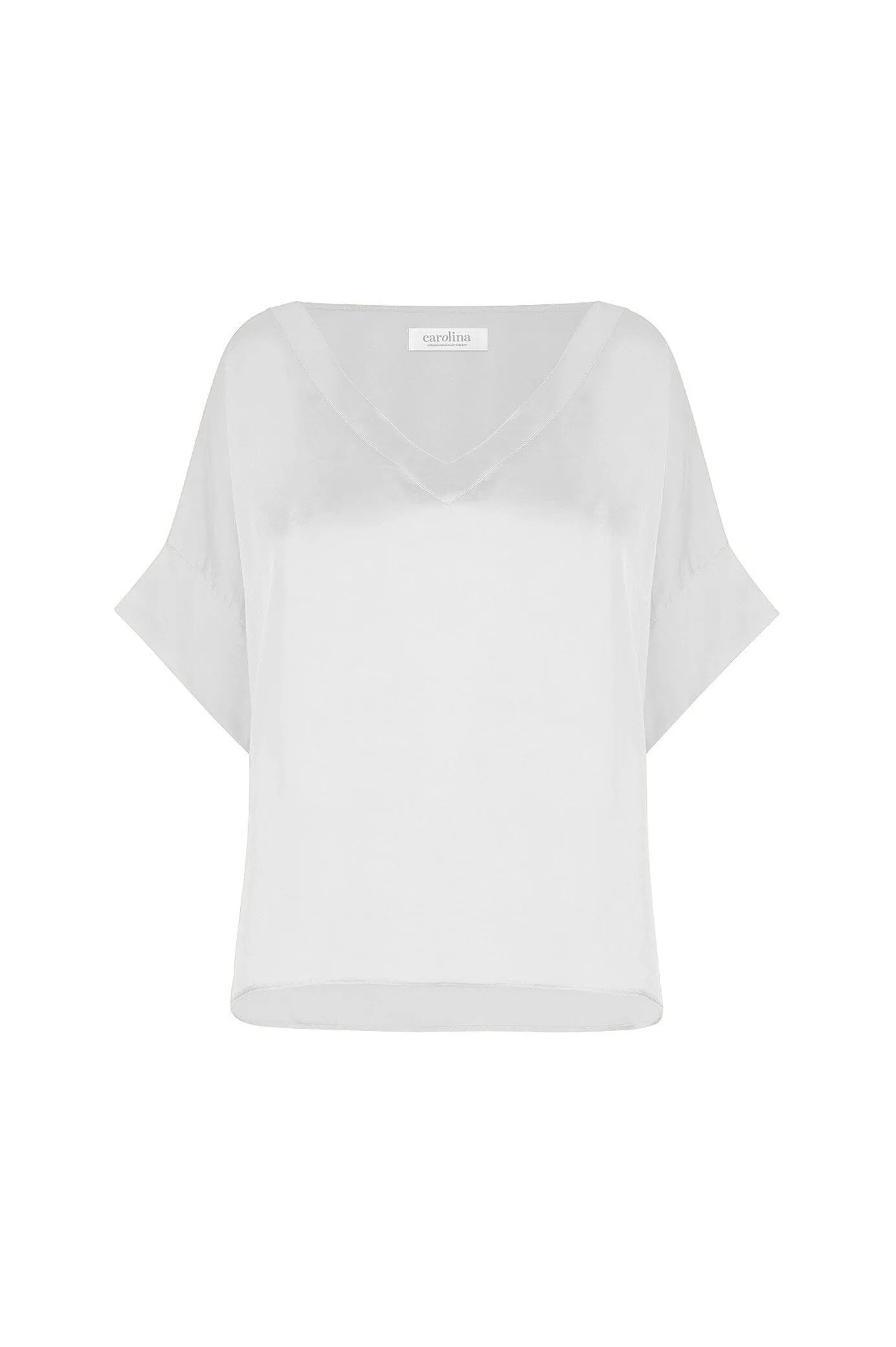 Bianca Short Sleeve Top White with V Neck