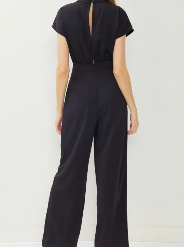 Black Twist Front Wide Leg Jumpsuit