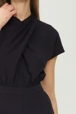 Black Twist Front Wide Leg Jumpsuit