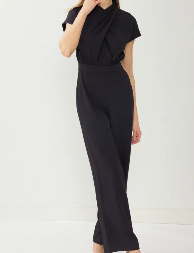 Black Twist Front Wide Leg Jumpsuit