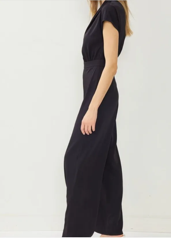 Black Twist Front Wide Leg Jumpsuit