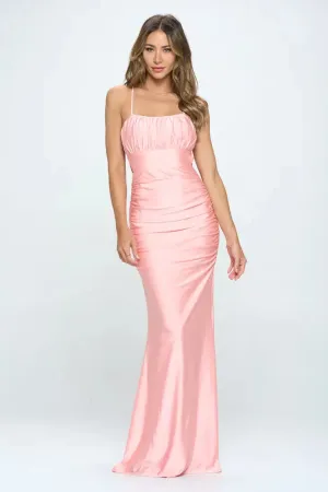 Blush Open Back Ruched Detailing Dress