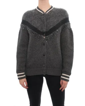 Brunello Cucinelli Grey Chunky Knit Mohair / Wool Collegiate Sweater - M