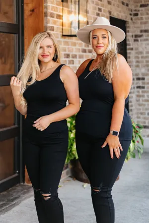 Cathy Basic Reversible Seamless Tank ~ Black [REG & PLUS]