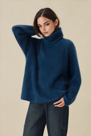 Chunky Brushed Cashmere Detachable Collar Pullover Sweater