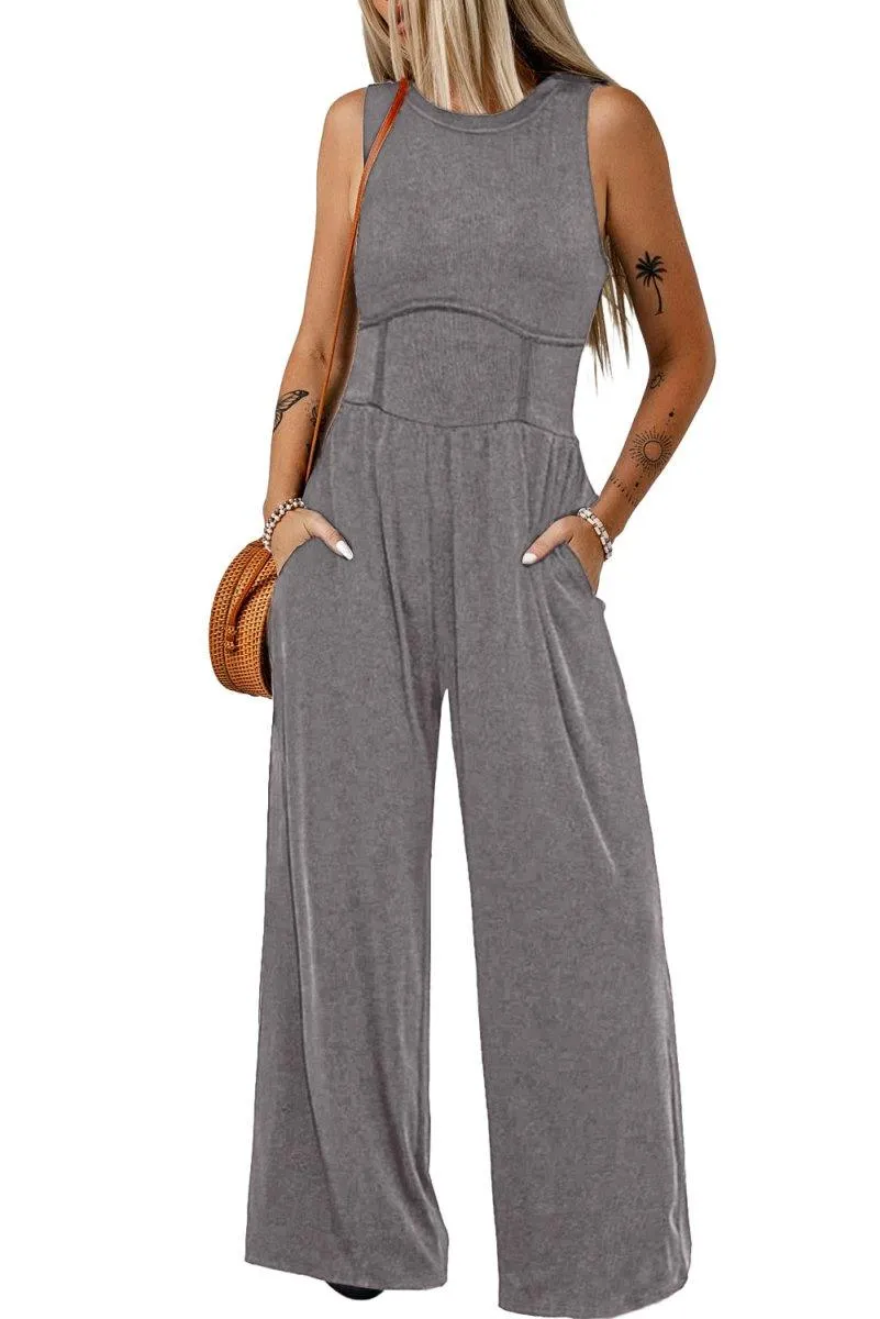 Cinched Waist Wide Leg Jumper Set