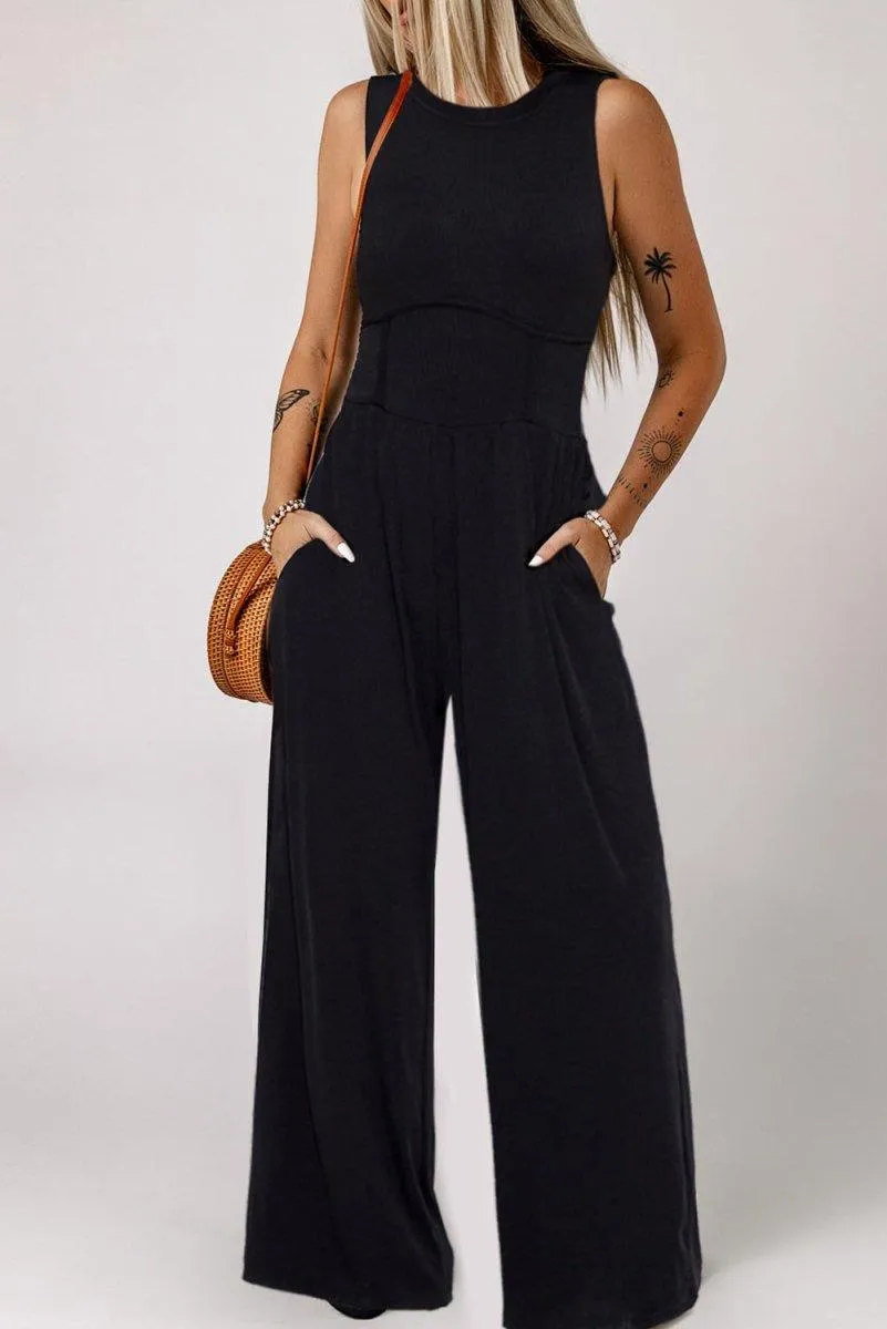 Cinched Waist Wide Leg Jumper Set