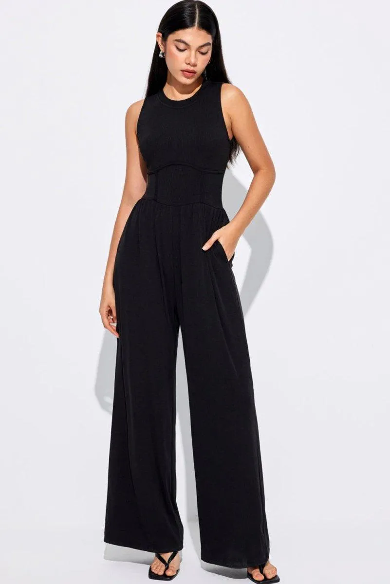 Cinched Waist Wide Leg Jumper Set
