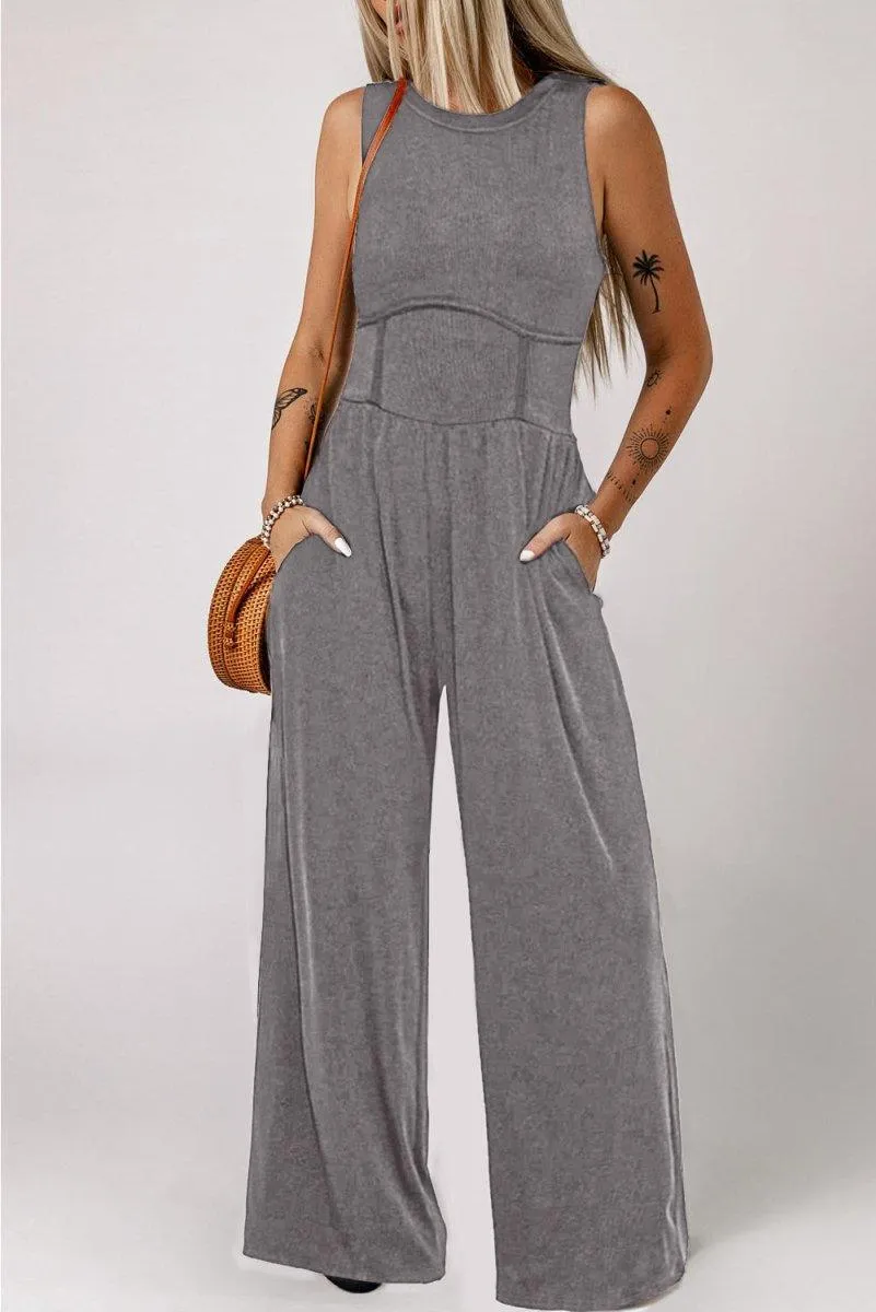 Cinched Waist Wide Leg Jumper Set