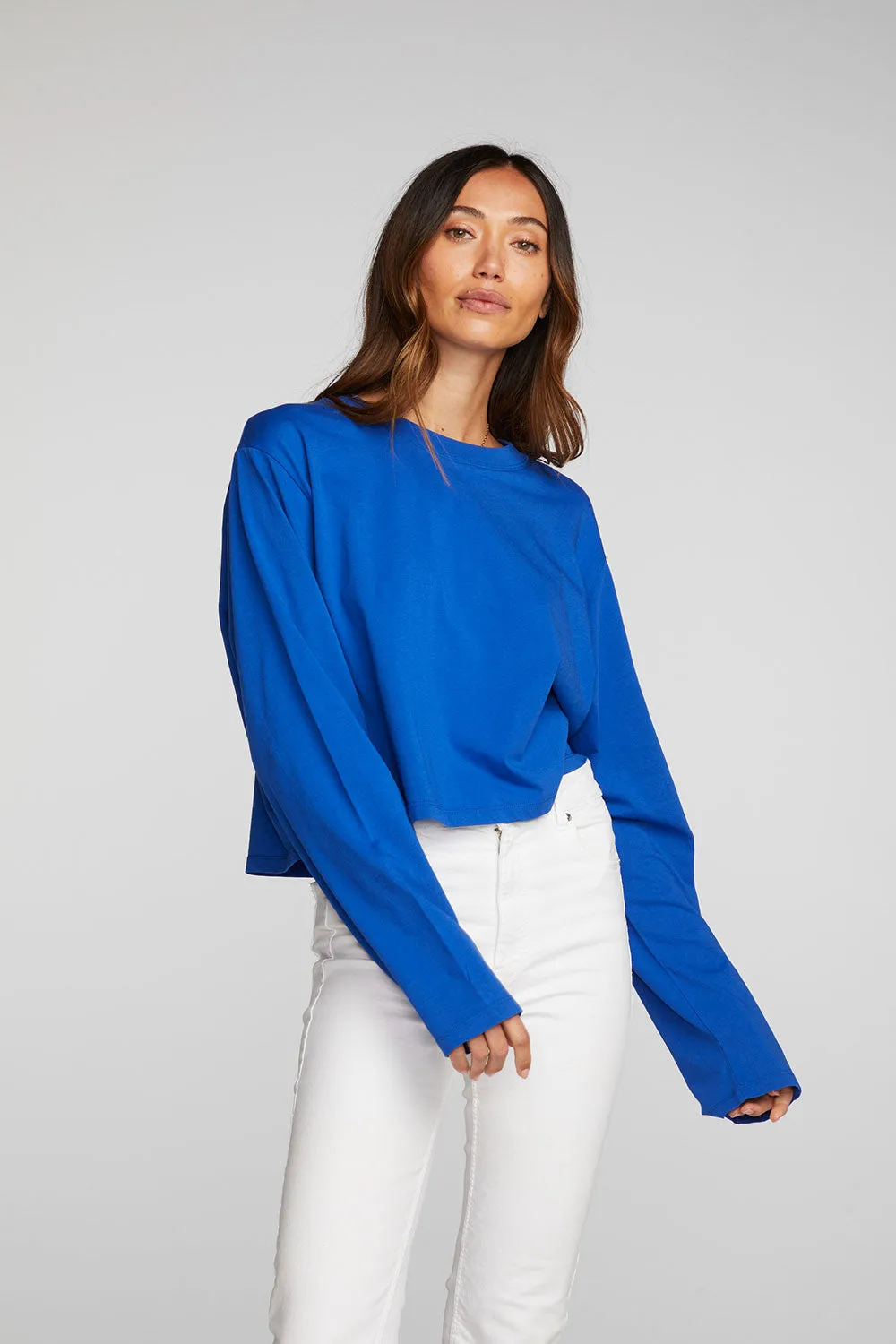 Cotton Jersey Cropped Long Sleeve Tee