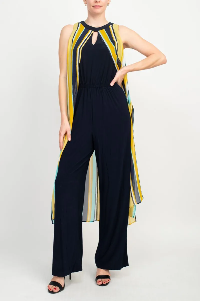Emma & Michele Sleeveless Scoop Neck Stripped casual Jumpsuit