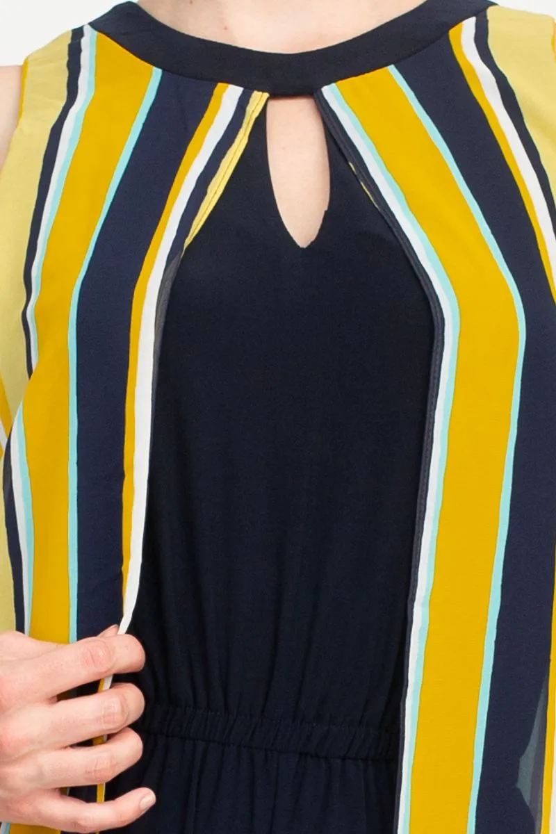 Emma & Michele Sleeveless Scoop Neck Stripped casual Jumpsuit