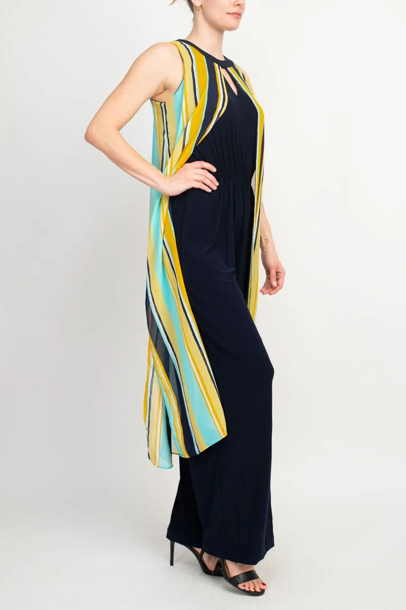 Emma & Michele Sleeveless Scoop Neck Stripped casual Jumpsuit