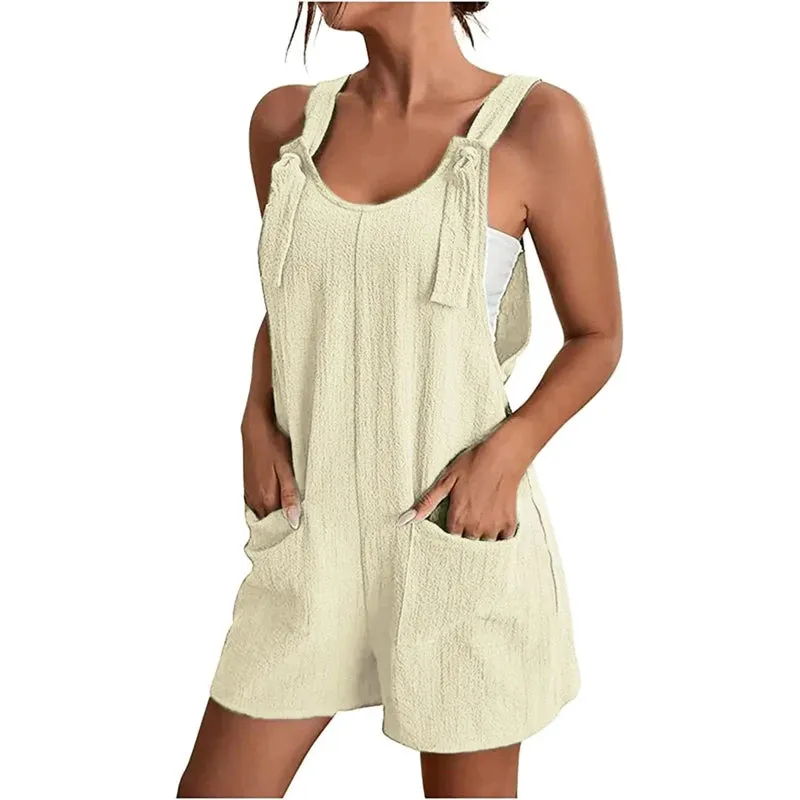 Fashion Women Loose Style Overalls Boho Playsuit Jumpsuit with Pockets