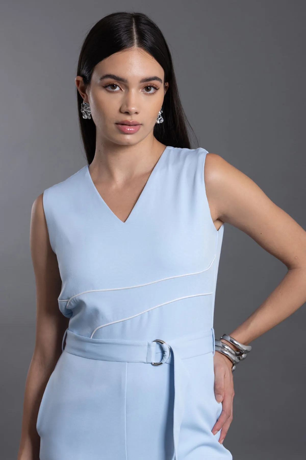 Ice Blue Sleeveless Jumpsuit
