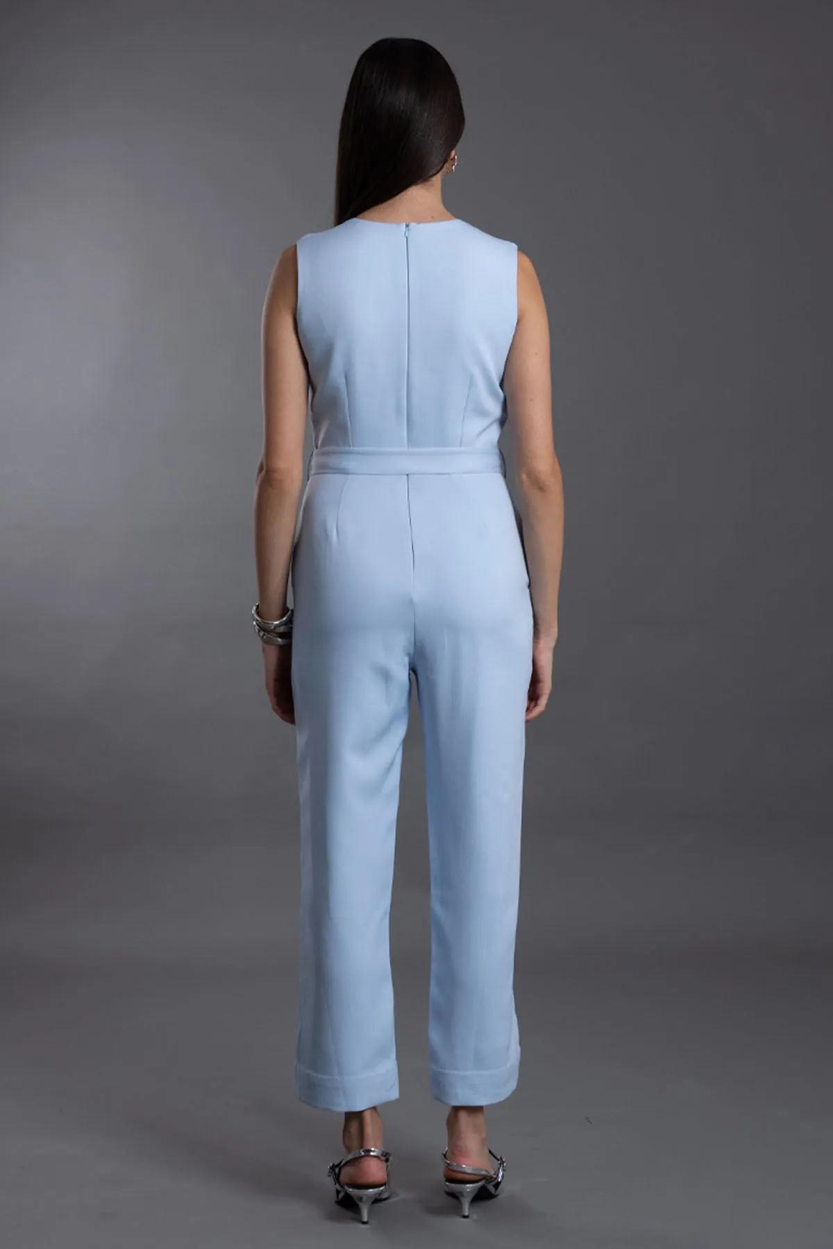 Ice Blue Sleeveless Jumpsuit