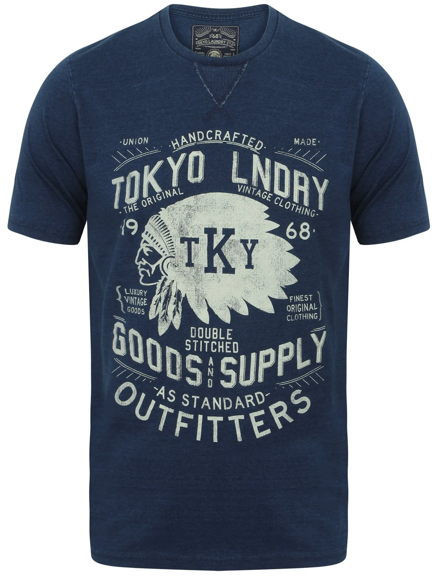 Indigo Sioux Motif Print T-Shirt In Dark Indigo - Tokyo Laundry