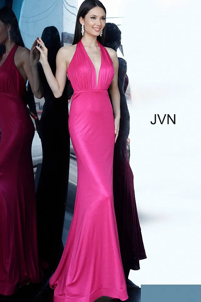 Jovani JVN02378 Size 4 Fuchsia Iridescent Shimmer Prom Dress Plunging Neckline