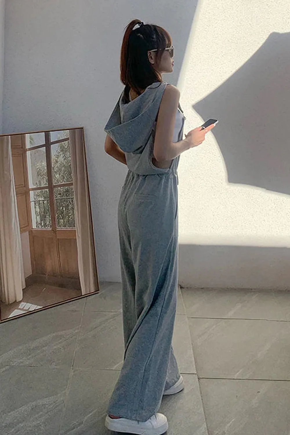 Loose Wide Leg Hooded Jumpsuits