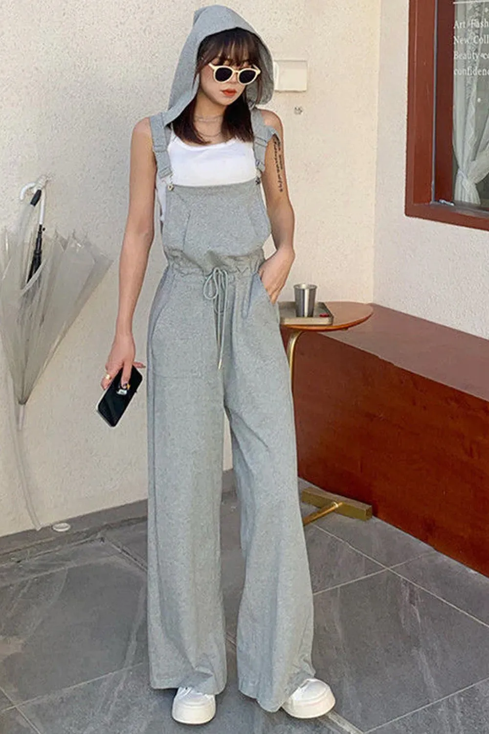Loose Wide Leg Hooded Jumpsuits