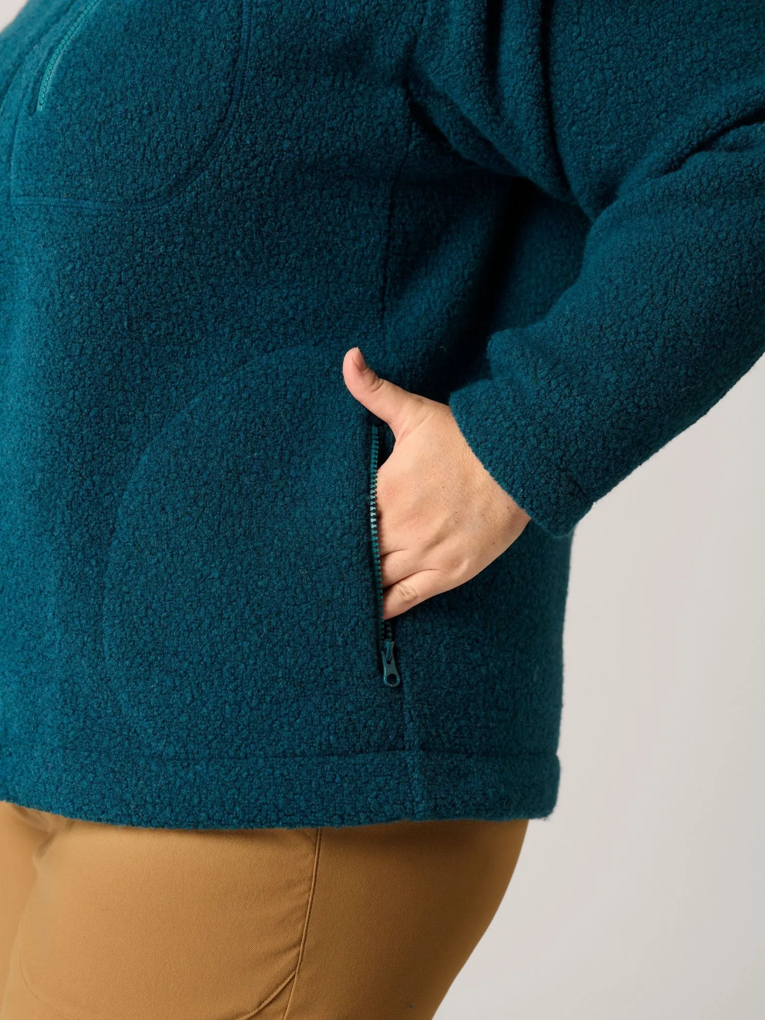 Minna Minimalist Wool Fleece Jacket Teal