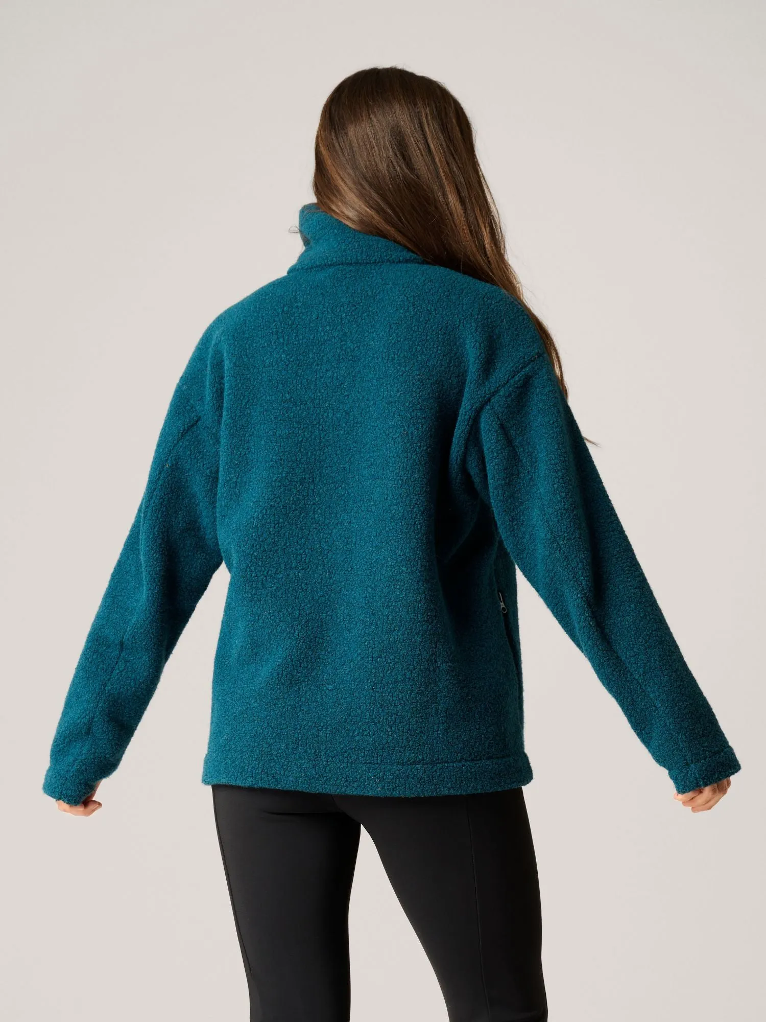 Minna Minimalist Wool Fleece Jacket Teal