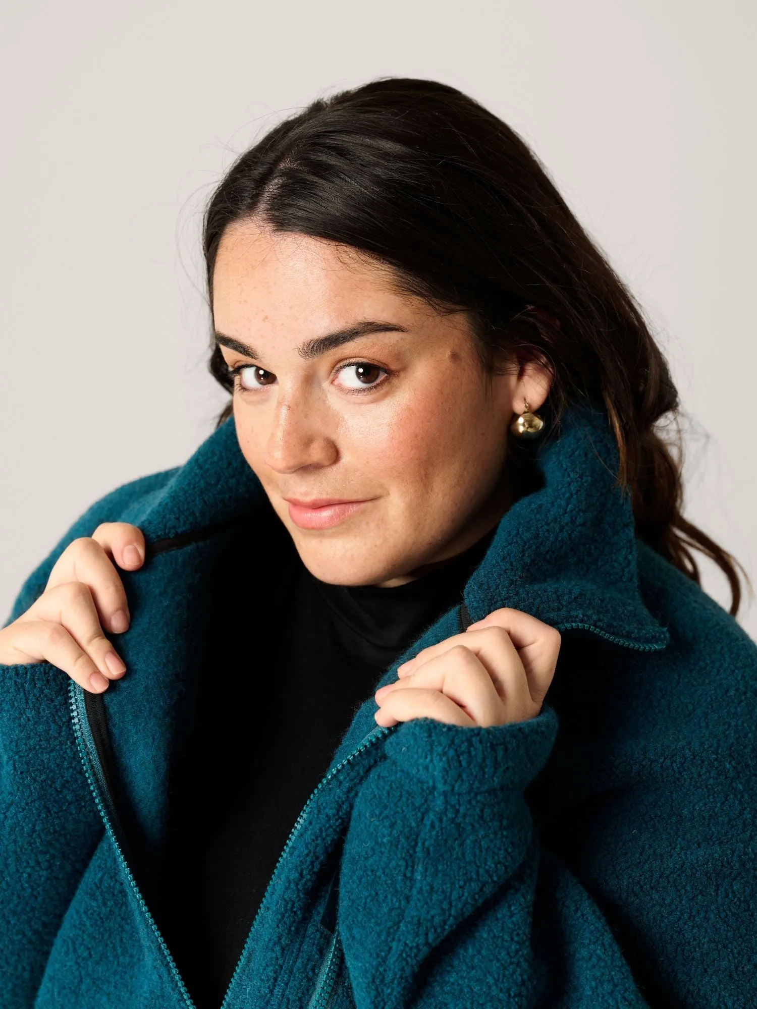 Minna Minimalist Wool Fleece Jacket Teal