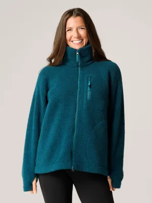 Minna Minimalist Wool Fleece Jacket Teal