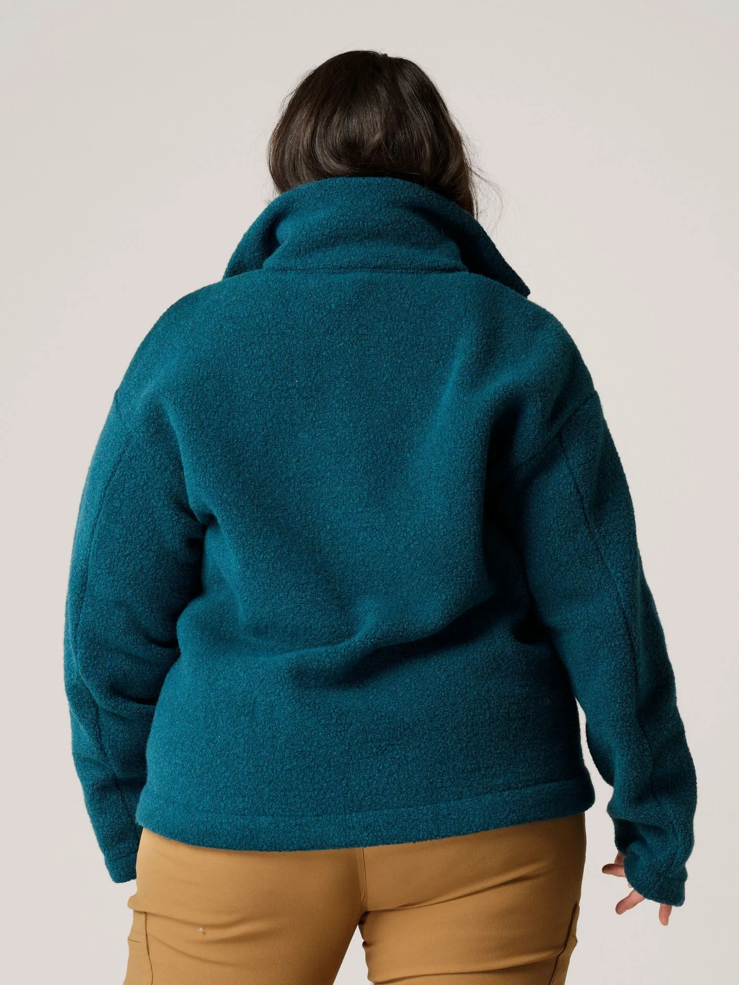Minna Minimalist Wool Fleece Jacket Teal