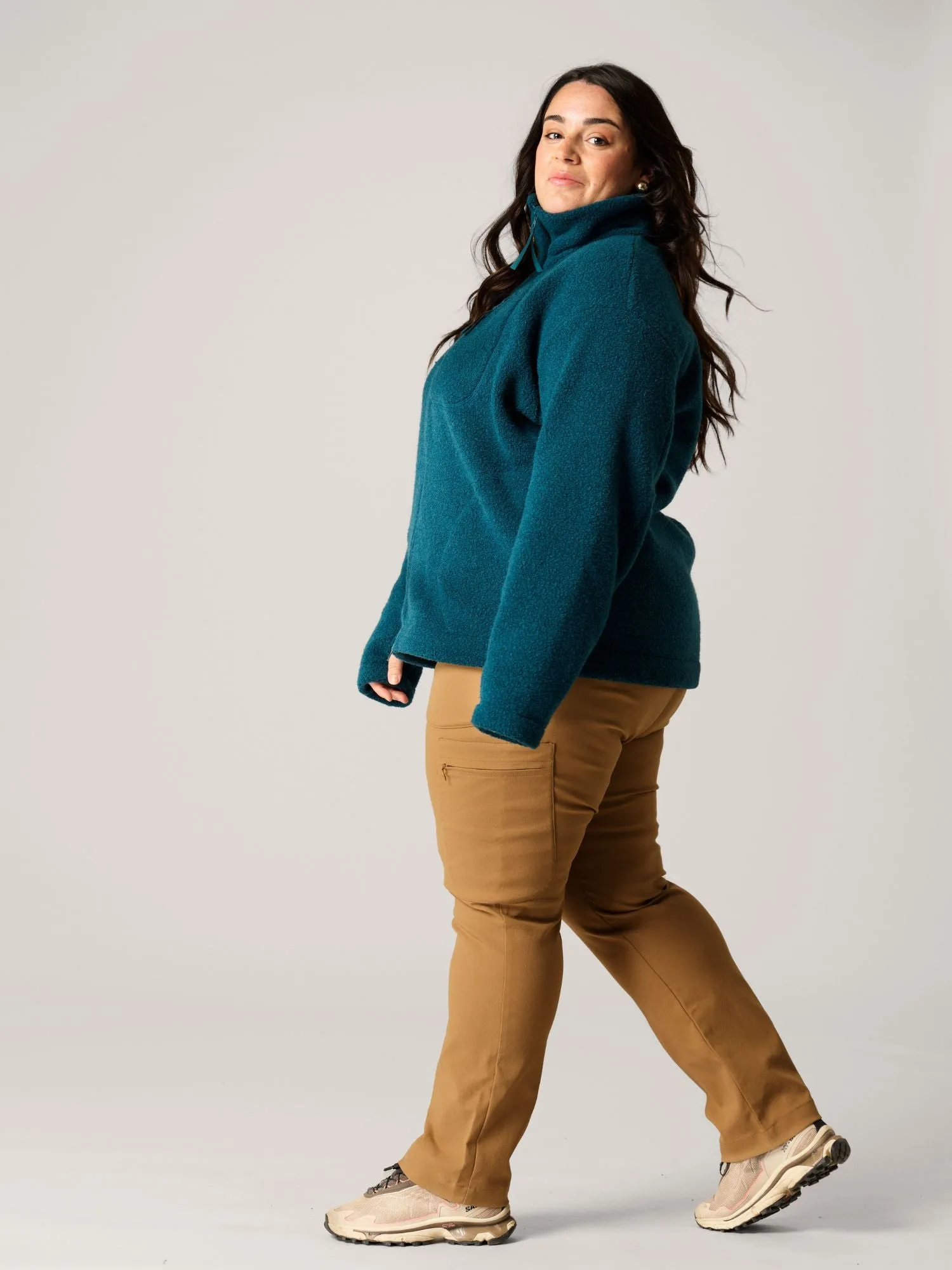 Minna Minimalist Wool Fleece Jacket Teal