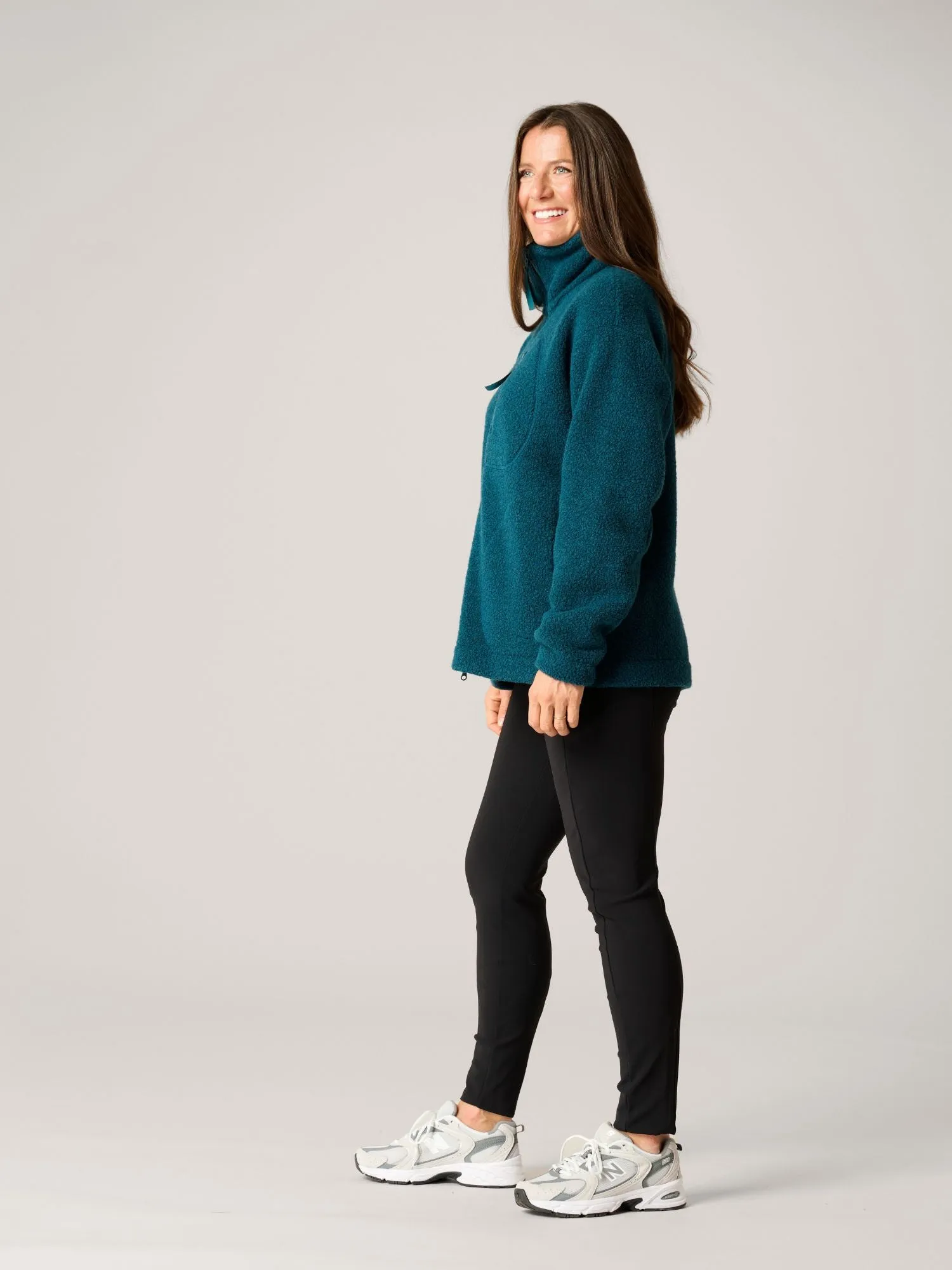 Minna Minimalist Wool Fleece Jacket Teal