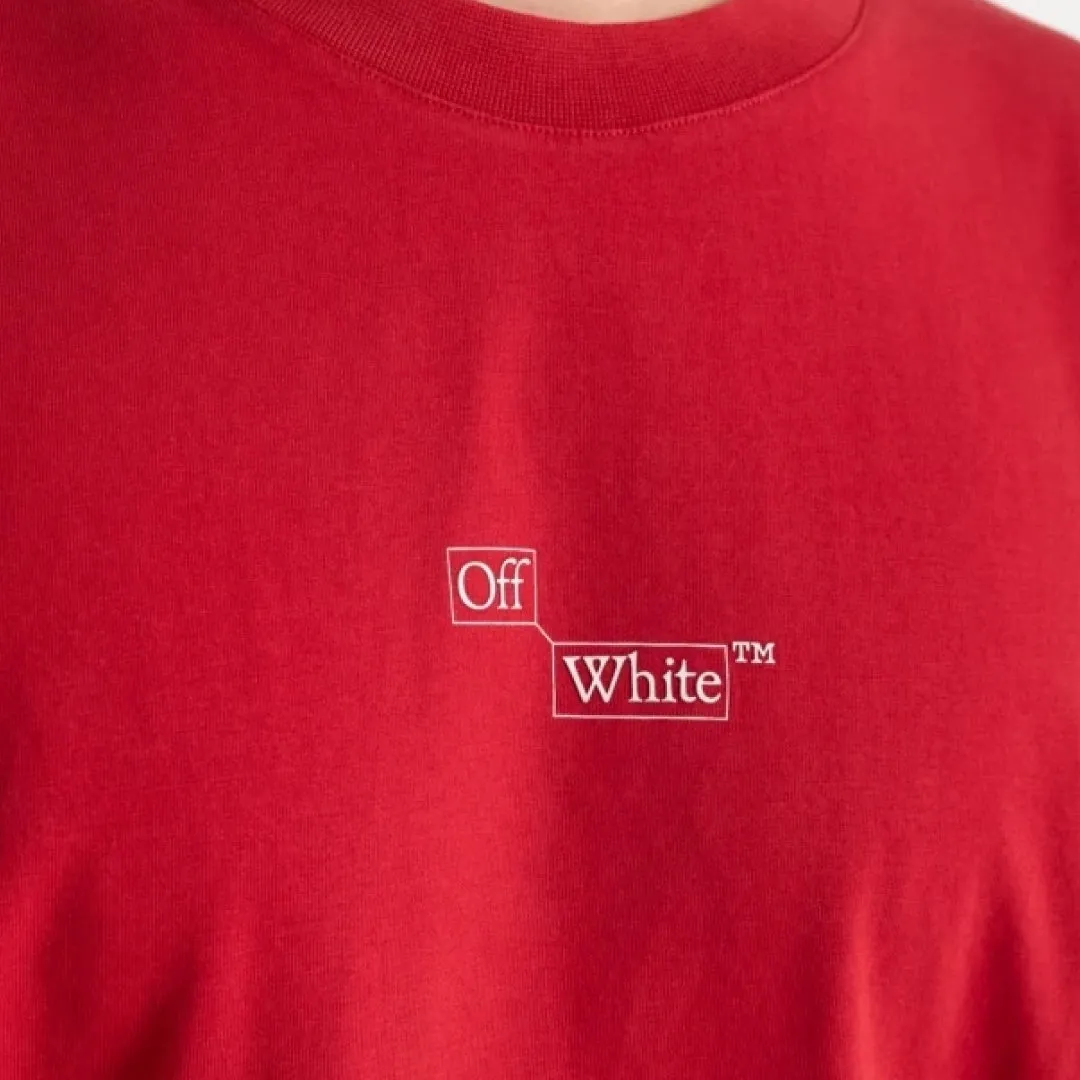 Off-White Blocks Book Oversized Fit Red T-Shirt