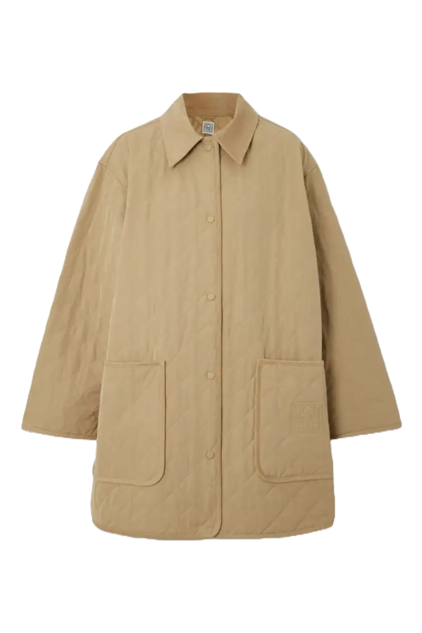 Oversized Beige Corduroy-Trimmed Quilted Organic Cotton-Blend Jacket