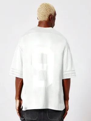 Oversized Fit Hockey Tee With Number Graphic Print