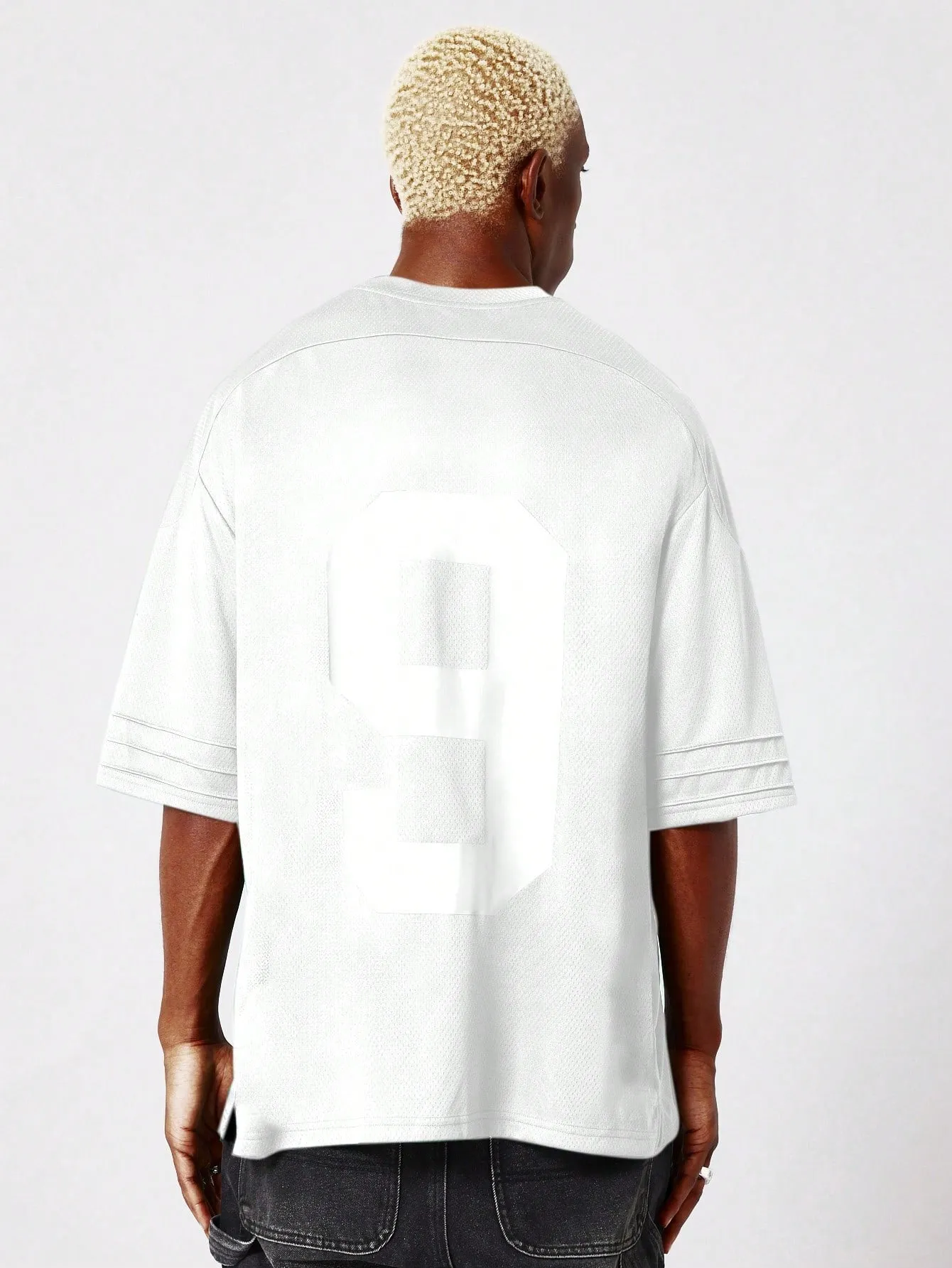 Oversized Fit Hockey Tee With Number Graphic Print