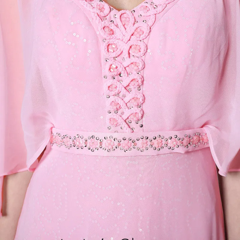 Pink Modest Formal Prom Evening Dress DQ830929