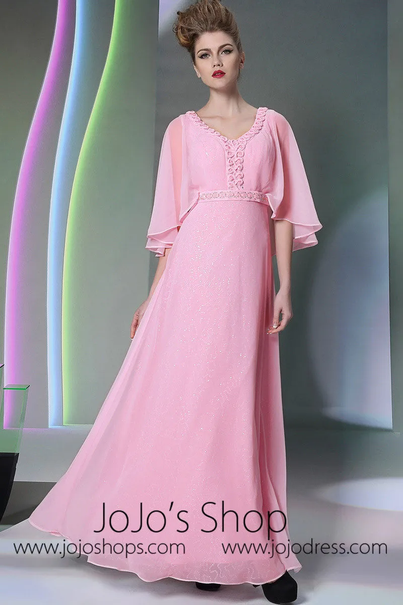 Pink Modest Formal Prom Evening Dress DQ830929