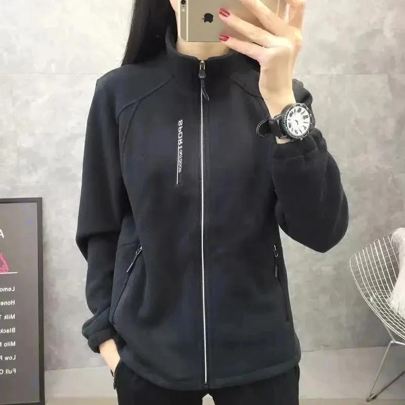 Plus Size Autumn Winter Polar Fleece Warm Coat Women