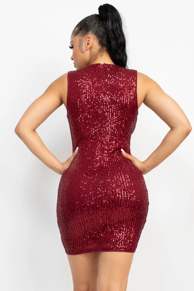 Sequin Mesh Bodycon Dress - Ships from The US