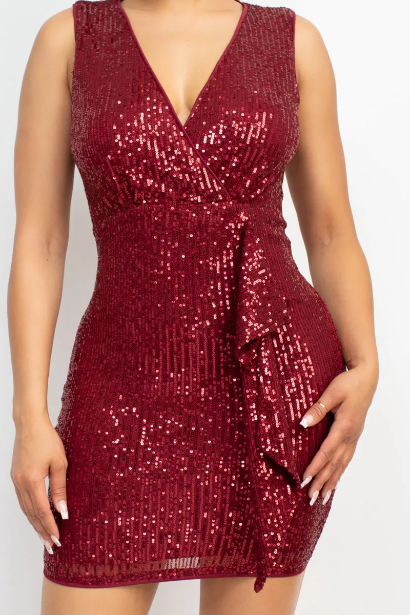 Sequin Mesh Bodycon Dress - Ships from The US