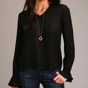 Stetson Women's Herringbone Twill Blouse- Black