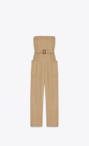 Strapless Jumpsuit In Cotton Gabardine