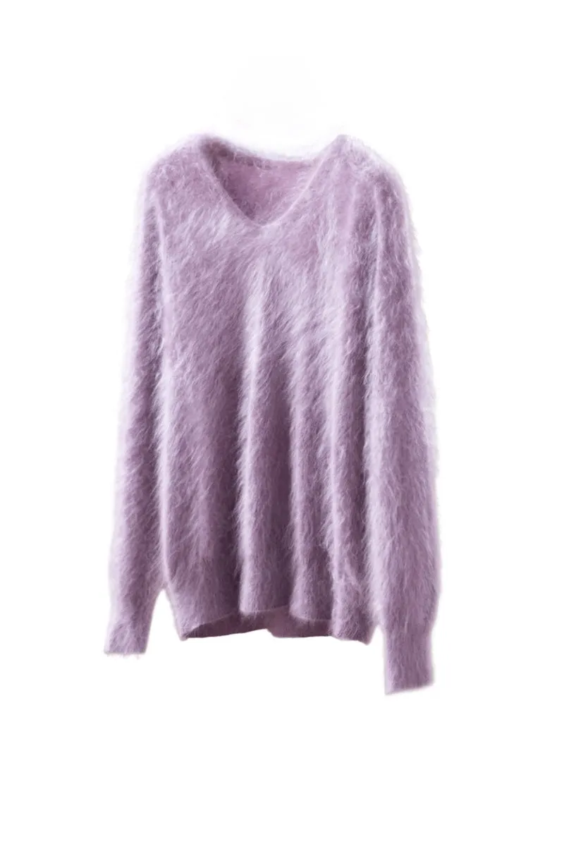Ultrasoft Brushed Cashmere V-Neck Pullover Sweater