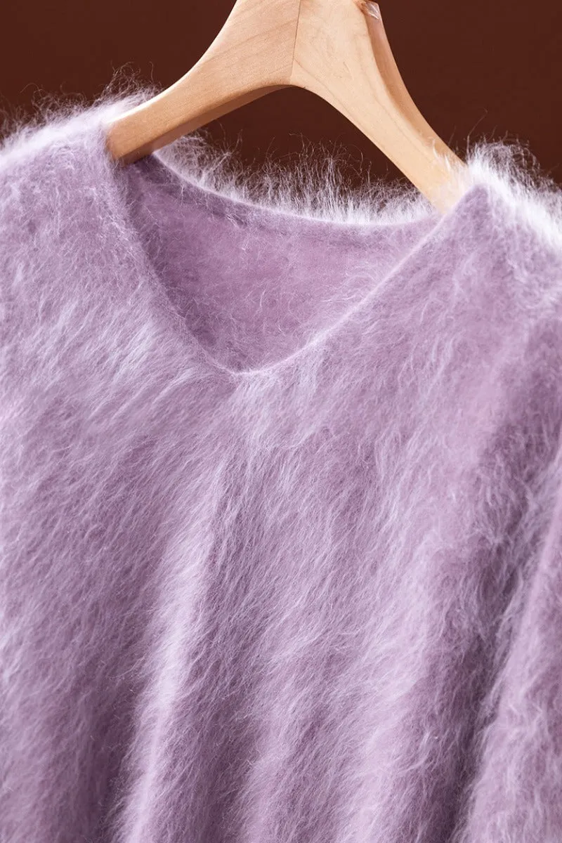 Ultrasoft Brushed Cashmere V-Neck Pullover Sweater