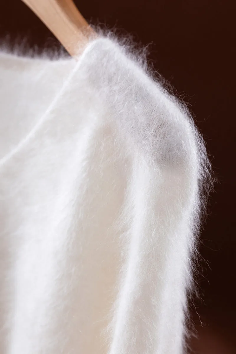 Ultrasoft Brushed Cashmere V-Neck Pullover Sweater