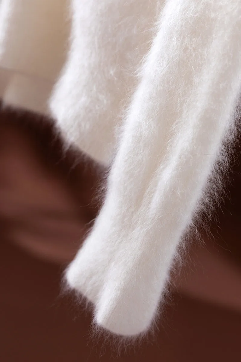 Ultrasoft Brushed Cashmere V-Neck Pullover Sweater