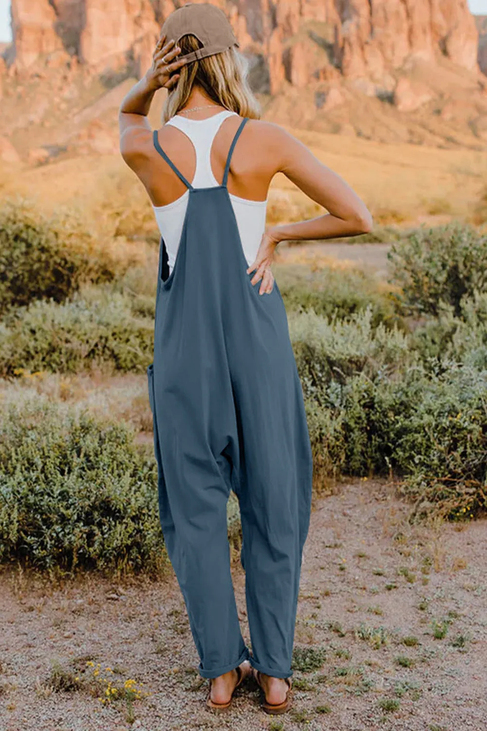V-Neck Jumpsuit with Pockets,